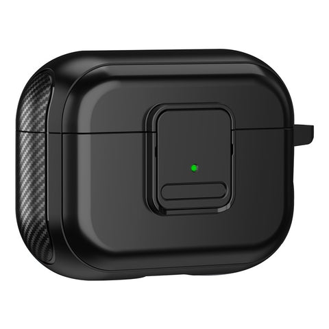 Magnetic Case for Apple AirPods Pro , Buckle Design Bluetooth-compatible Earphone TPU Cover with Carabiner
