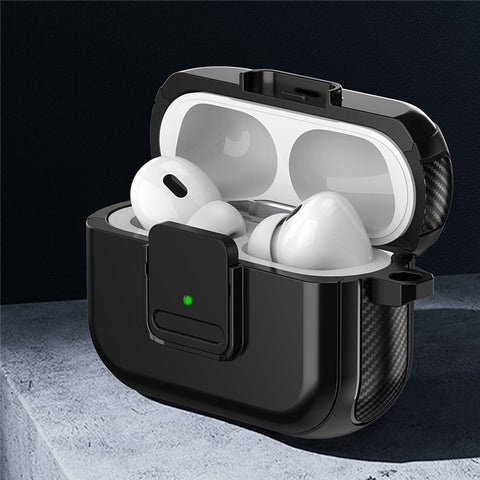 Magnetic Case for Apple AirPods Pro , Buckle Design Bluetooth-compatible Earphone TPU Cover with Carabiner