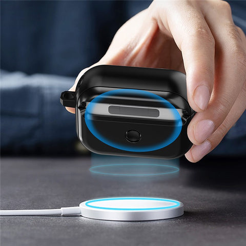 Magnetic Case for Apple AirPods Pro , Buckle Design Bluetooth-compatible Earphone TPU Cover with Carabiner