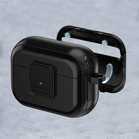 Magnetic Case for Apple AirPods Pro , Buckle Design Bluetooth-compatible Earphone TPU Cover with Carabiner