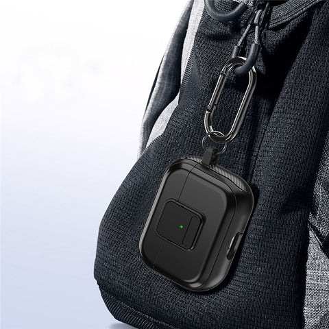 Magnetic Case for Apple AirPods Pro , Buckle Design Bluetooth-compatible Earphone TPU Cover with Carabiner