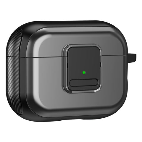 Magnetic Case for Apple AirPods Pro , Buckle Design Bluetooth-compatible Earphone TPU Cover with Carabiner