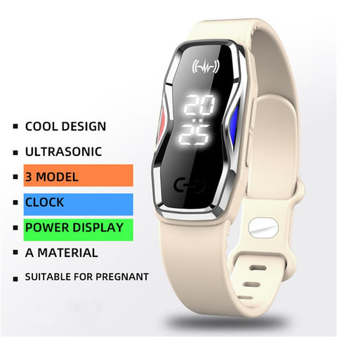 DIROSE F1 Pro Rechargeable Electronic Wristband Ultrasonic Mosquito Repellent Bracelet with Battery Display
