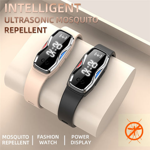 DIROSE F1 Pro Rechargeable Electronic Wristband Ultrasonic Mosquito Repellent Bracelet with Battery Display