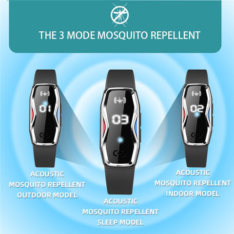 DIROSE F1 Pro Rechargeable Electronic Wristband Ultrasonic Mosquito Repellent Bracelet with Battery Display