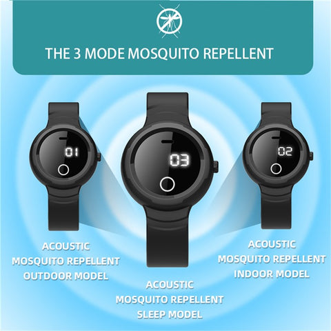 DIROSE F2 Touch Screen Electronic Smart Wristband Ultrasonic Mosquito Repellent Bracelet with Flashlight