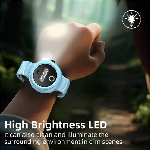 DIROSE F2 Touch Screen Electronic Smart Wristband Ultrasonic Mosquito Repellent Bracelet with Flashlight