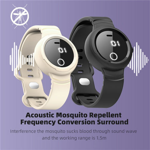 DIROSE F2 Touch Screen Electronic Smart Wristband Ultrasonic Mosquito Repellent Bracelet with Flashlight