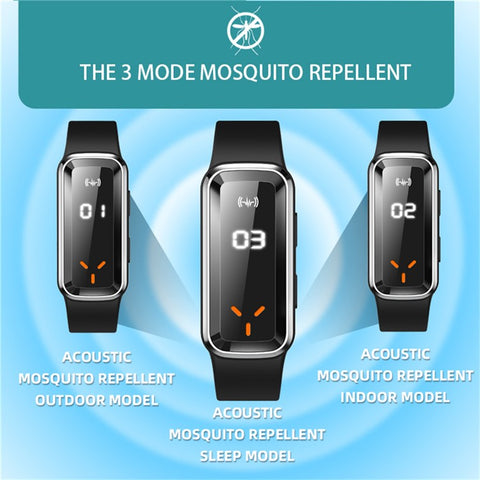 DIROSE F3 Pro Ultrasonic Mosquito Repellent Bracelet Sports Electronic Smart Wristband with Battery Display