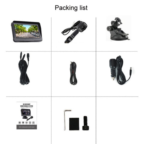 4.3-inch HD Display Car Mini Baby Monitor Night Vision Camera Support 120-degree Wide Angle