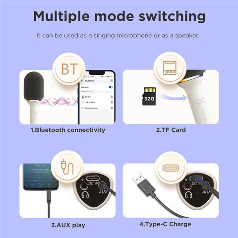 BOYA K11 Bluetooth-compatible Wireless Microphone with RGB Light Karaoke Mic for Phone / Tablet / PC