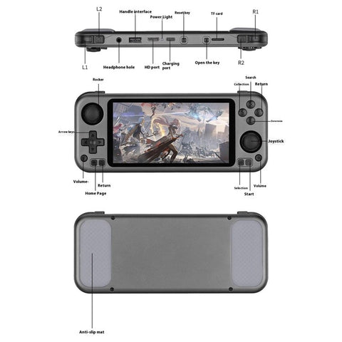 R50PRO 5.0 Inch HD Screen Retro Game Console Android System Handheld Gamepad with 64G TF Card