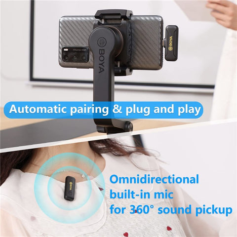 BOYA BY-WM3T2-U1 Wireless Lavalier Microphone Portable Audio Video Recording Mic for Live Broadcast