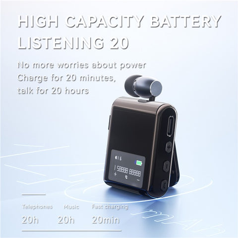 K89 Business LCD Display Clip-On Bluetooth-Compatible Headset Wireless Cycling Hands-Free Calling Earphone