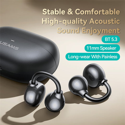 USAMS Echo R02 Clip-On Earphones Bluetooth-Compatible 5.3 Music Headset 25H Playtime