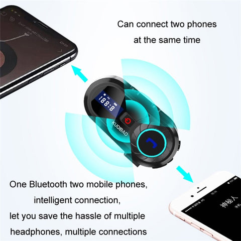 KUQIBAO Moto Interphone Helmet Bluetooth-compatible Headset Motorcycle Intercom Waterproof Headphone (with Hard Microphone)