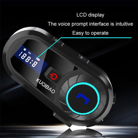 KUQIBAO Moto Interphone Helmet Bluetooth-compatible Headset Motorcycle Intercom Waterproof Headphone (with Hard Microphone)