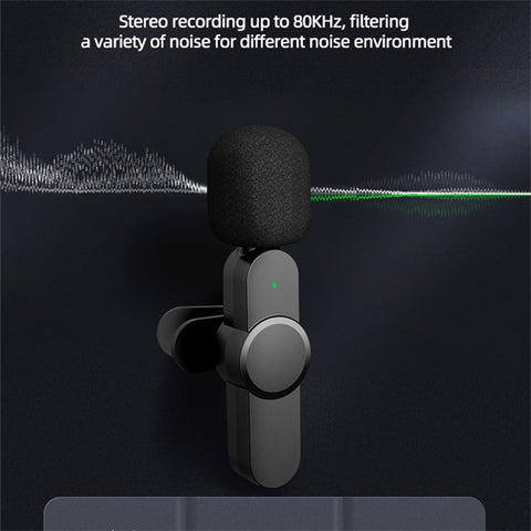 2Pcs Wireless Lavalier Microphone Live Streaming Lapel Clip Mic with Type-C Receiver