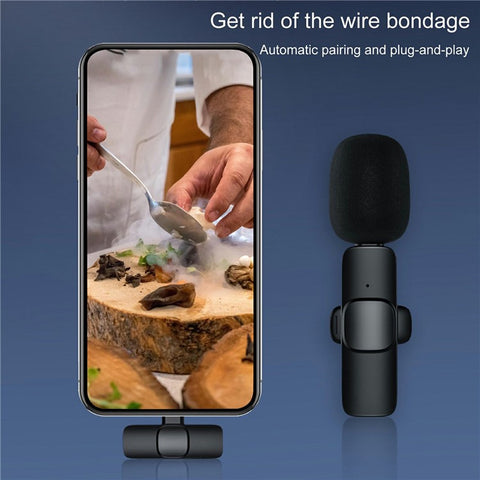 K1 Clip Microphone 2.4G Wireless Lapel Mic with Type-C Receiver for Mobile Phone Live Stream Interview Short Video