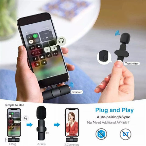 K1 Clip Microphone 2.4G Wireless Lapel Mic with Type-C Receiver for Mobile Phone Live Stream Interview Short Video