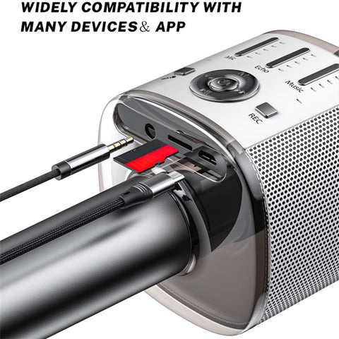 YESIDO KR10 Wireless Bluetooth-compatible Microphone Cordless Handheld Karaoke Microphone Support TF Card