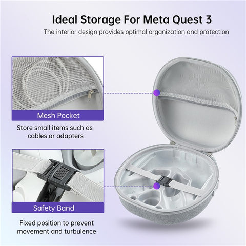 JYS JYS-MQ007 For Meta Quest 3 Hard EVA Portable Storage Bag VR Helmet Handle Protection Bag