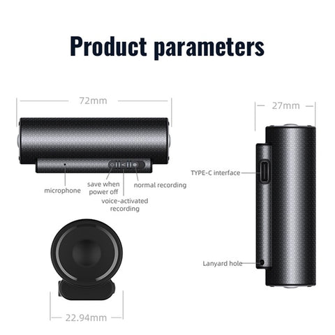 Q76 32GB Strong Magnetic Mini Voice Activated Recorder 365-Day Standby Timestamp Time Data Syncing for Lectures Meetings Interviews
