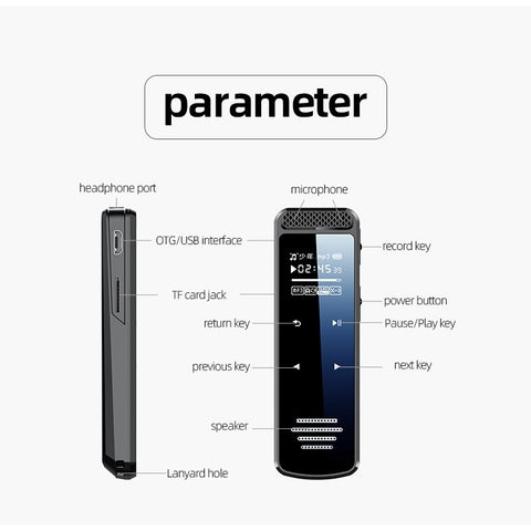 Q55 32GB Noise Reduction Audio Recorder Dual-Mic HD Voice Activated Sound Recorder for Lectures Meetings Classes