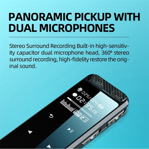 Q55 32GB Noise Reduction Audio Recorder Dual-Mic HD Voice Activated Sound Recorder for Lectures Meetings Classes
