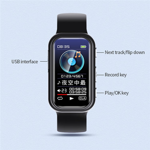 S16 Voice Recorder Watch 64GB MP3 Music Player Noise Cancellation Sound Recorder Screen E-book Reading