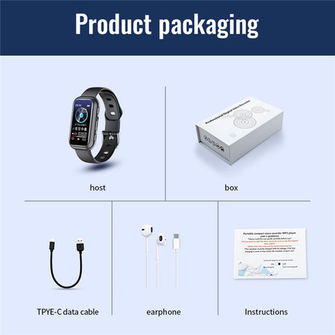 S16 Digital Voice Recorder 16GB Wrist Watch Noise Cancelling Recording Support MP3 Player E-Book