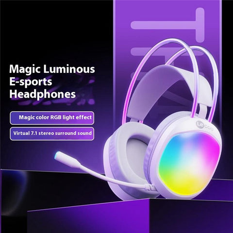 LENOVO LECOO HT410 Wired Gaming Headset LED Light USB 7.1 Surround Sound Desktop PC Headphone with Microphone