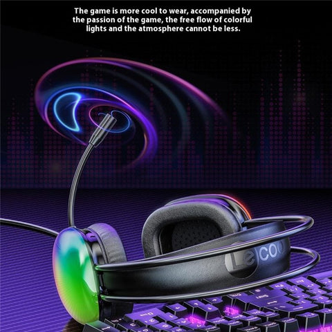 LENOVO LECOO HT409 Wired Gaming Headset USB 7.1 LED Light Over-Ear Headphone with Microphone