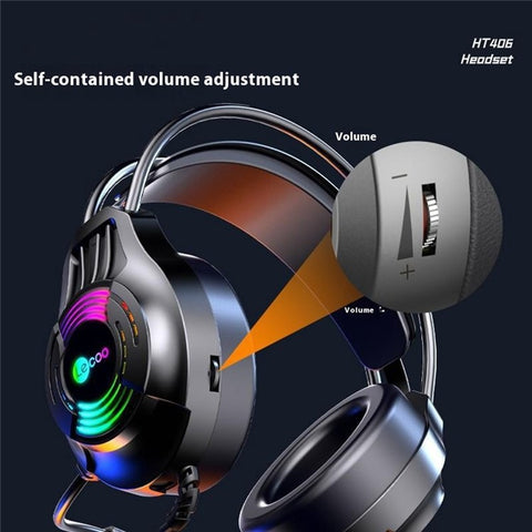 LENOVO LECOO HT406 LED Light Over-Ear Headphone Wired Gaming Headset with Microphone