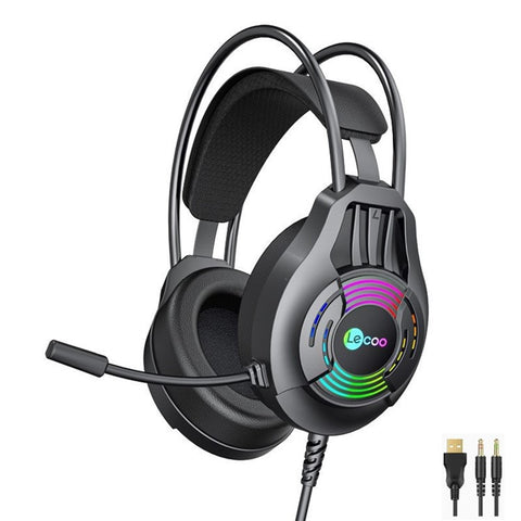 LENOVO LECOO HT406 LED Light Over-Ear Headphone Wired Gaming Headset with Microphone