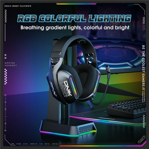 ONIKUMA GT808 Triple Mode Gaming Headset 60H Battery Life RGB Stereo Headphone for PC  /  PS5  /  Xbox