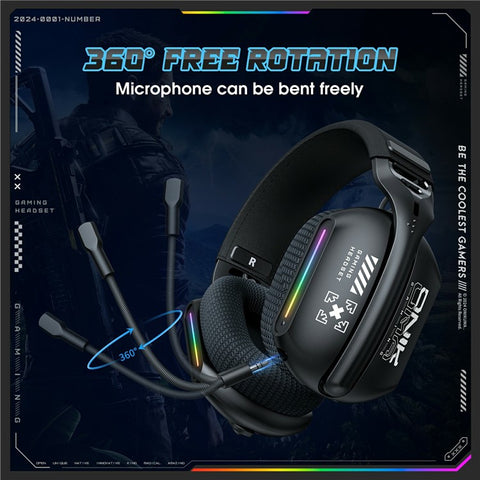 ONIKUMA GT808 Triple Mode Gaming Headset 60H Battery Life RGB Stereo Headphone for PC  /  PS5  /  Xbox