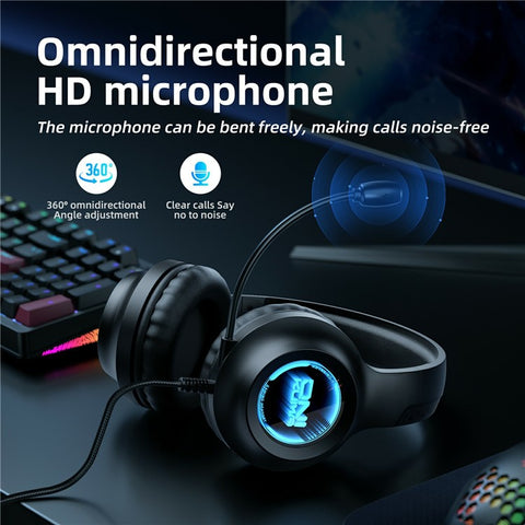 ONIKUMA X36 Gaming Headset 40mm Drivers USB / 3.5mm Wired Headphones with Microphone / LED Light for PC