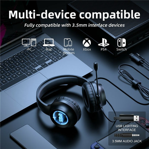 ONIKUMA X36 Gaming Headset 40mm Drivers USB / 3.5mm Wired Headphones with Microphone / LED Light for PC