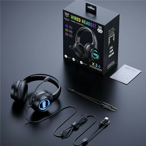 ONIKUMA X36 Gaming Headset 40mm Drivers USB / 3.5mm Wired Headphones with Microphone / LED Light for PC
