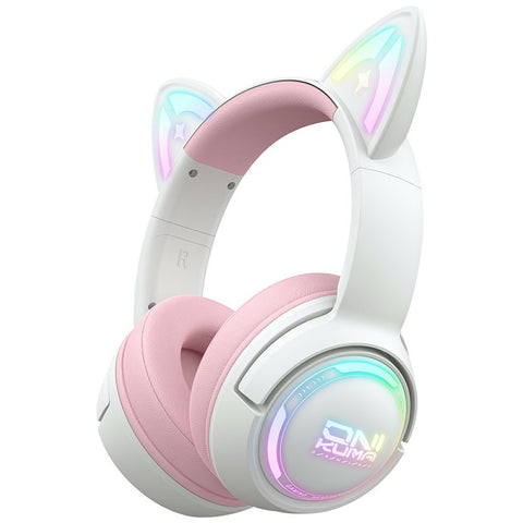 ONIKUMA GT838 Cat Ear Gaming Headset Triple Mode RGB Light Wireless Over-Ear Headphone with Mic