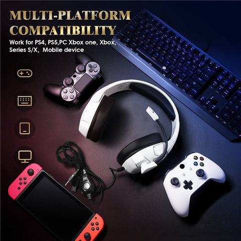 KOTION EACH G3000 For PS4 / PS5 / PC Gaming Headset RGB Light Wired Headphone with Splitter Cable
