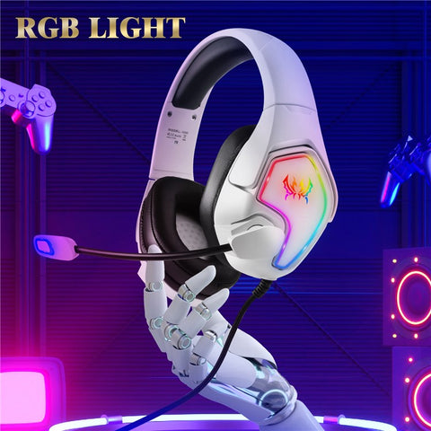KOTION EACH G3000 For PS4 / PS5 / PC Gaming Headset RGB Light Wired Headphone with Splitter Cable