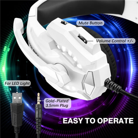 KOTION EACH G9000 Pro LED Light Gaming Headset Wired Over-ear PC Headphone with Microphone