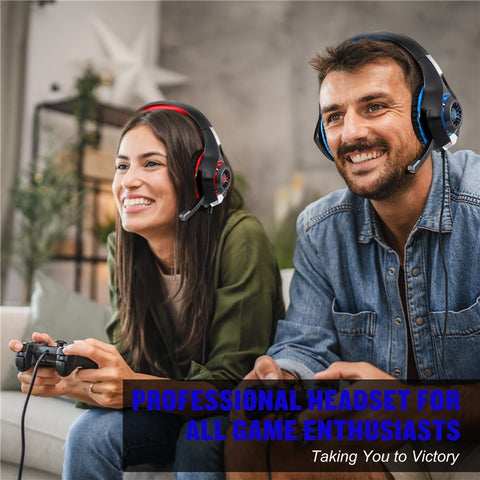 KOTION EACH GS400 LED Light Gaming Headset Wired Over-Ear Headphone with Audio Adapter Cable for PC / PS4 / PS5