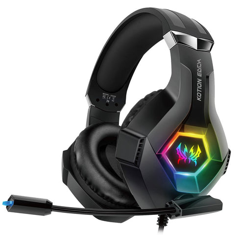 KOTION EACH GS450 For PS4 / PS5 / PC Gaming Headset RGB Wired Over-Ear Headphone with Adapter Cable