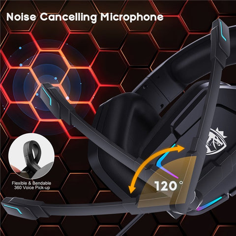 KOTION EACH S12 For PC / PS4 / PS5 Gaming Headset Rotatable Microphone Wired RGB Headphone with Adapter Cable