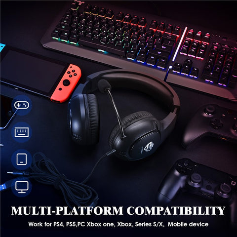 KOTION EACH S20 Gaming Headset LED Light Deep Bass Wired Headphone for PC / PS4 / PS5 with Adapter Cable