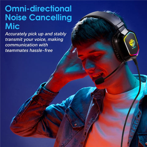 KOTION EACH S21 For PC / PS4 / PS5 Over-Ear Gaming Headset RGB Light Wired Headphone with Adapter Cable