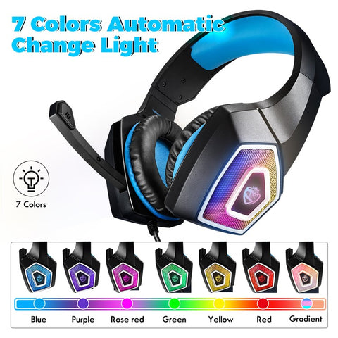 KOTION EACH V-1 Gaming Headset RGB Light Wired Computer Headphone with Adapter Cable
